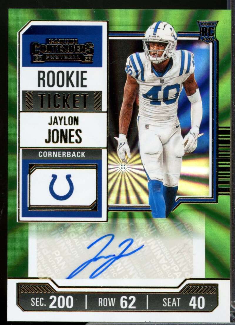Jaylon Jones 2023 Panini Contender Rookie Autograph Opening Kickoff Ticket #243  Image 1