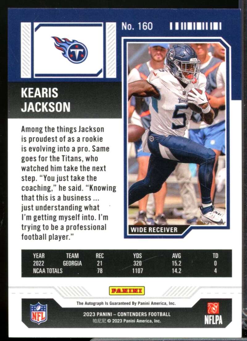 Kearis Jackson 2023 Panini Contenders Rookie Auto Opening Kickoff Ticket #160  Image 2