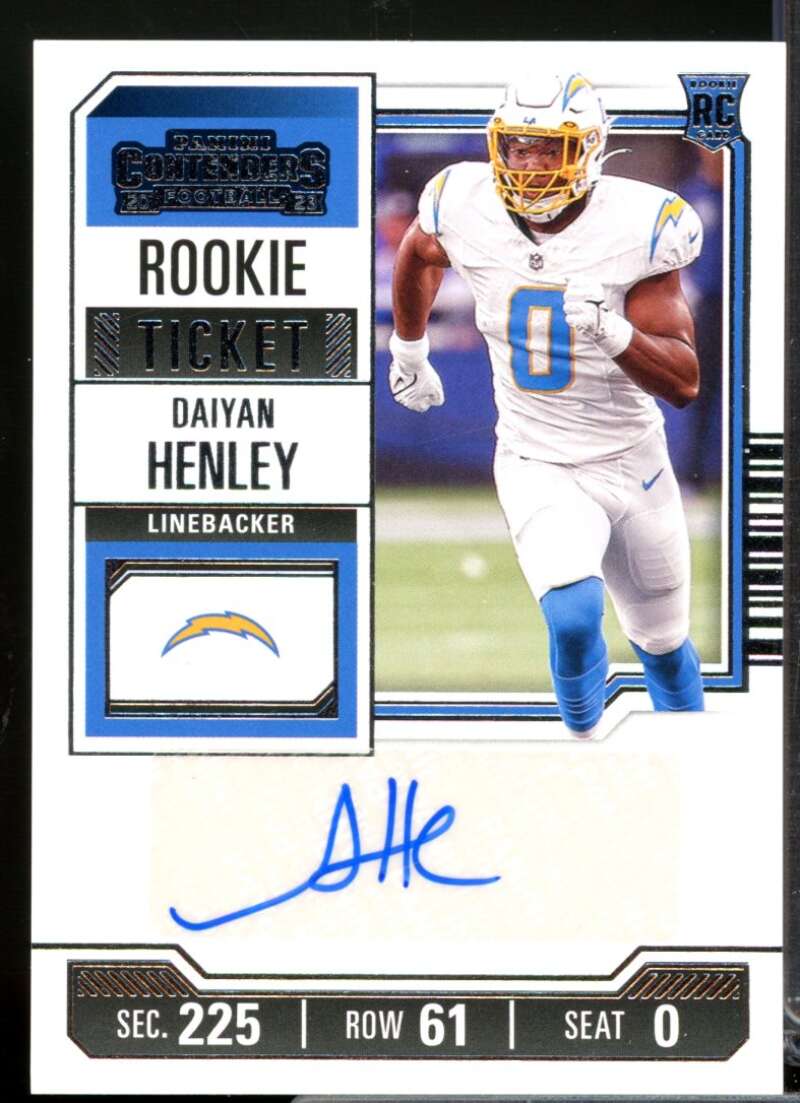 Daiyan Henley RC Card 2023 Panini Contenders Rookie Autograph #199  Image 1