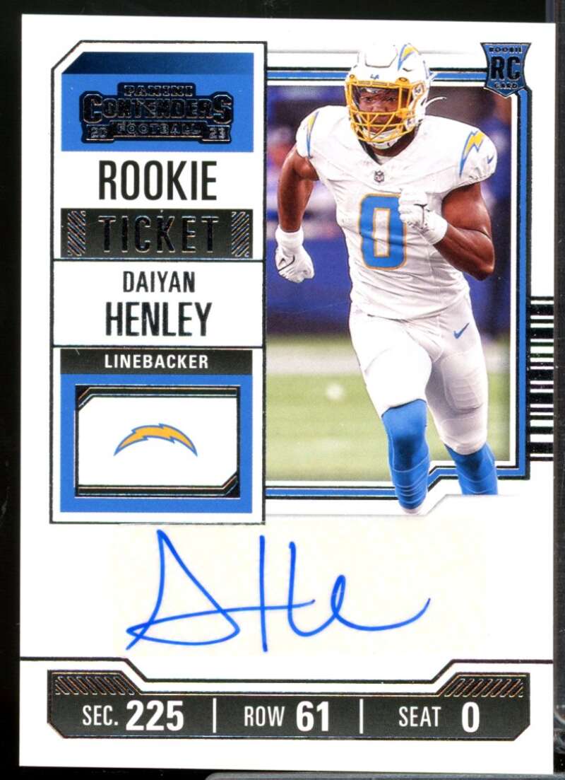 Daiyan Henley RC Card 2023 Panini Contenders Rookie Autograph #199  Image 1