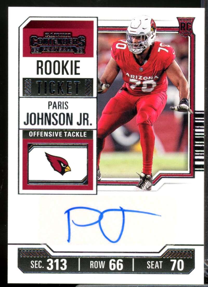 Paris Johnson Jr. RC Card 2023 Panini Contenders Rookie Autograph #151  Image 1