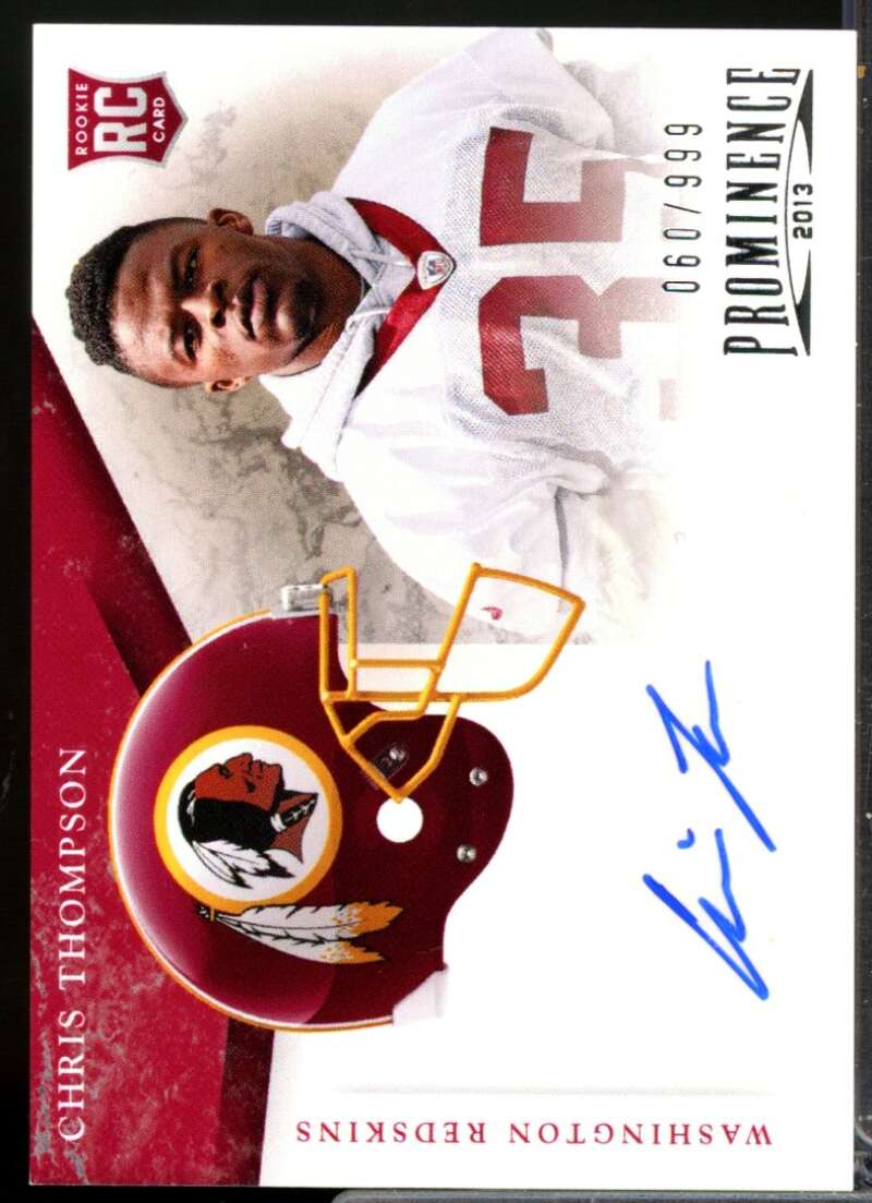 Chris Thompson /999 2013 Panini Prominence Rookie Team Helmet Autographs #204  Image 1