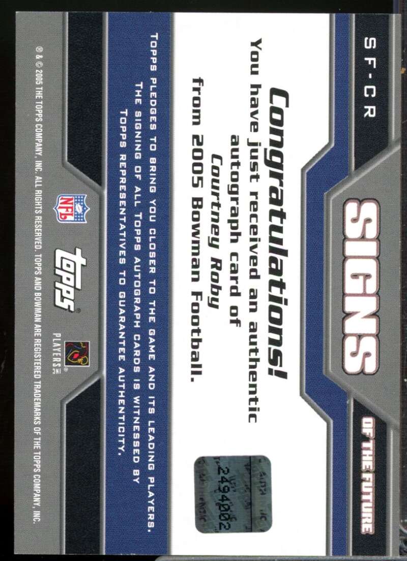 Courtney Roby Card 2005 Bowman Signs of the Future Autographs #SFCR  Image 2