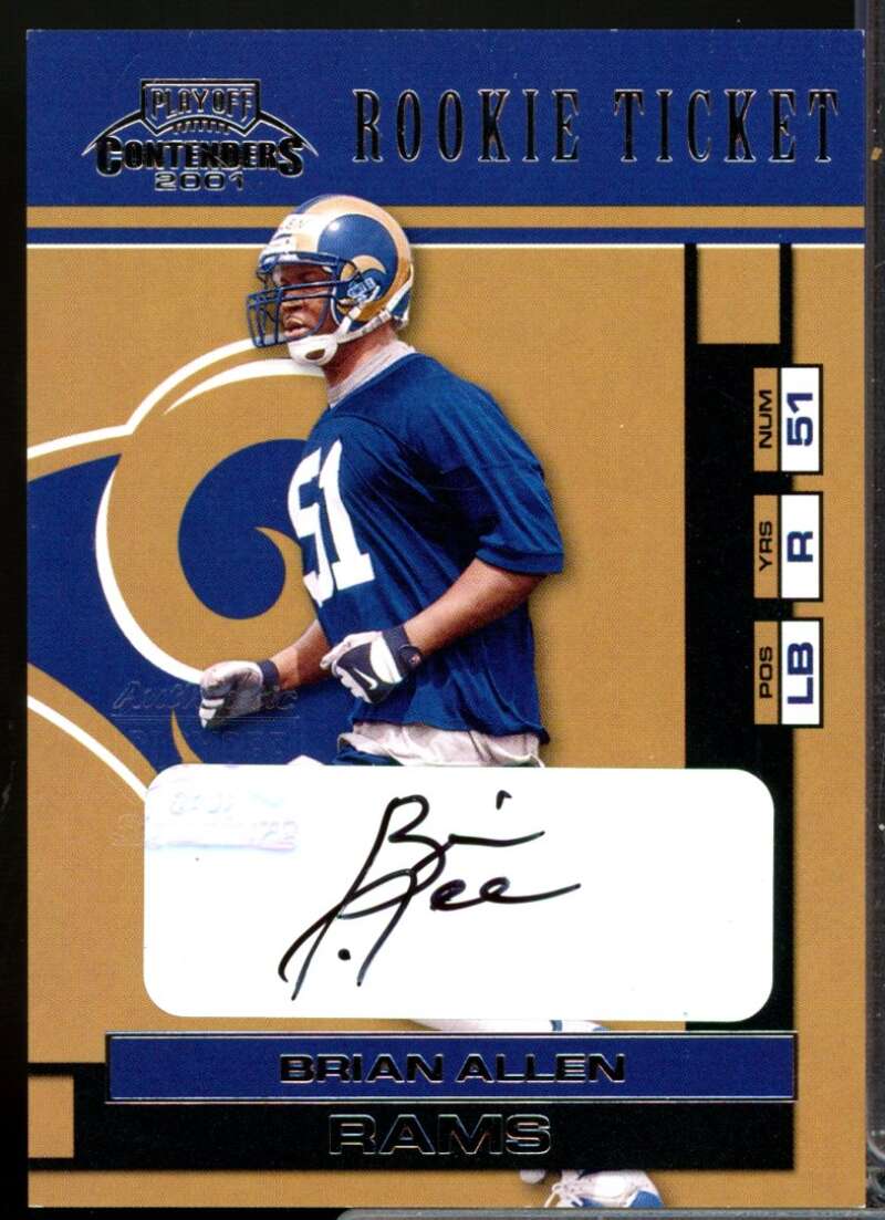 Brian Allen RC Card 2001 Playoff Contenders Rookie Autograph #108  Image 1
