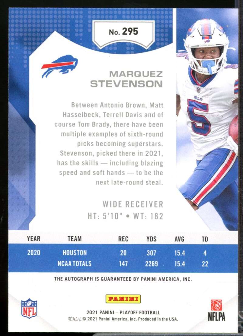 Marquez Stevenson Card 2021 Playoff Rookies Autographs #295  Image 2