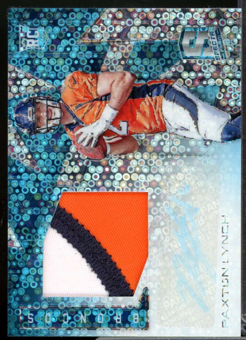 Paxton Lynch Card 2016 Panini Spectra Rookie Jersey Autograph Neon Blue #179  Image 1