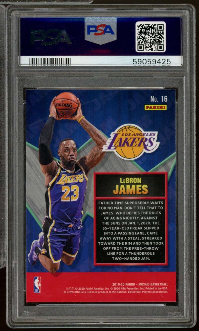 LeBron James Card 2019-20 Panini Mosaic Jam Masters #16 PSA 9 Image 2