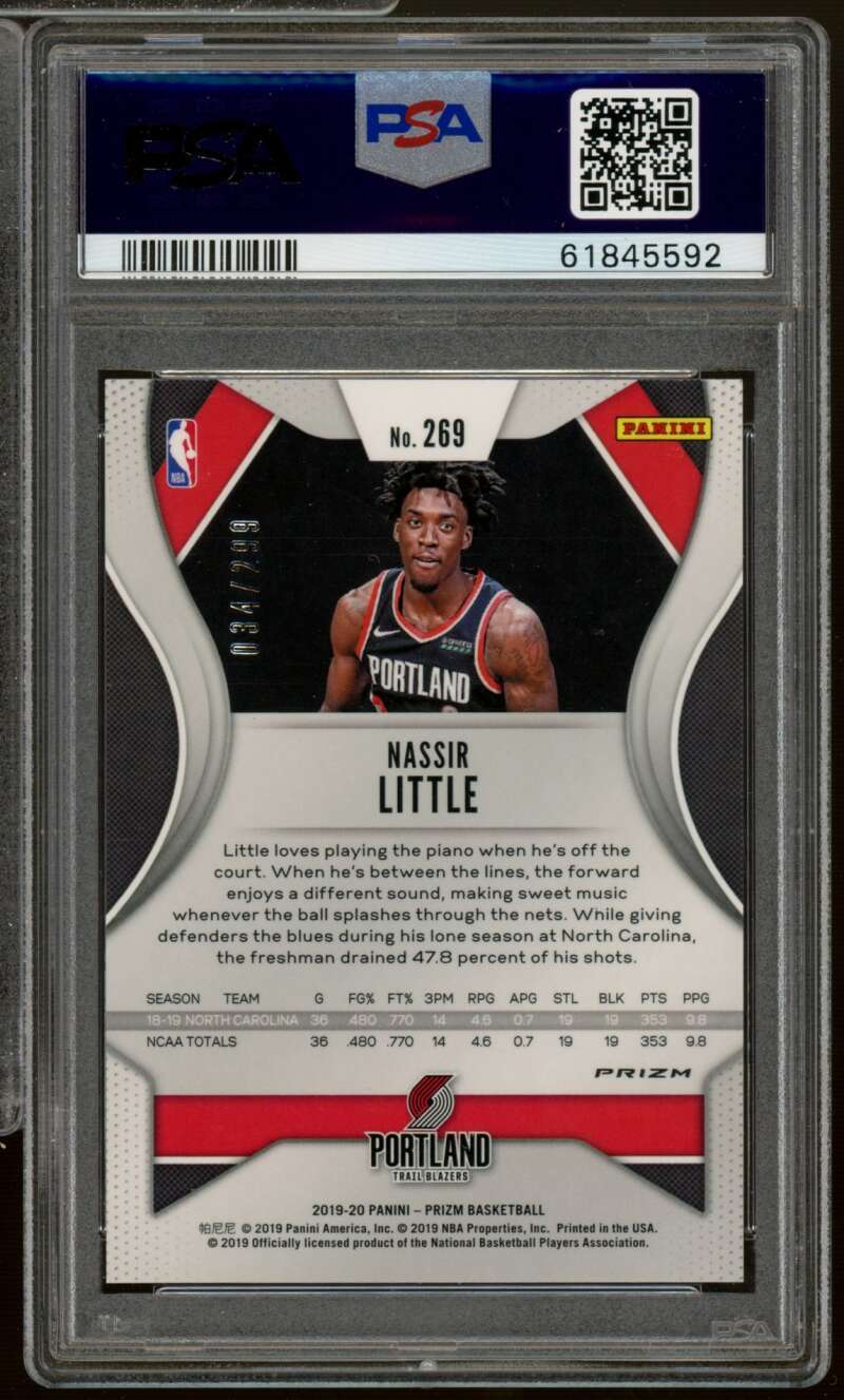 Nassir Little Rookie Card 2019-20 Panini Prizm Red Prizm #269 PSA 10 Image 2