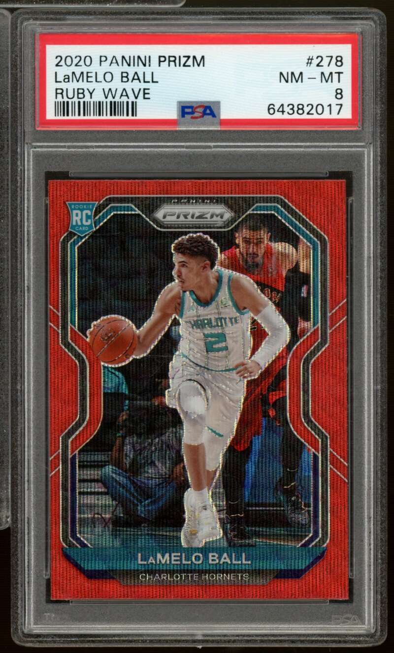 LaMelo Ball Rookie Card 2020-21 Panini Prizm Ruby Wave #278 PSA 8 Image 1