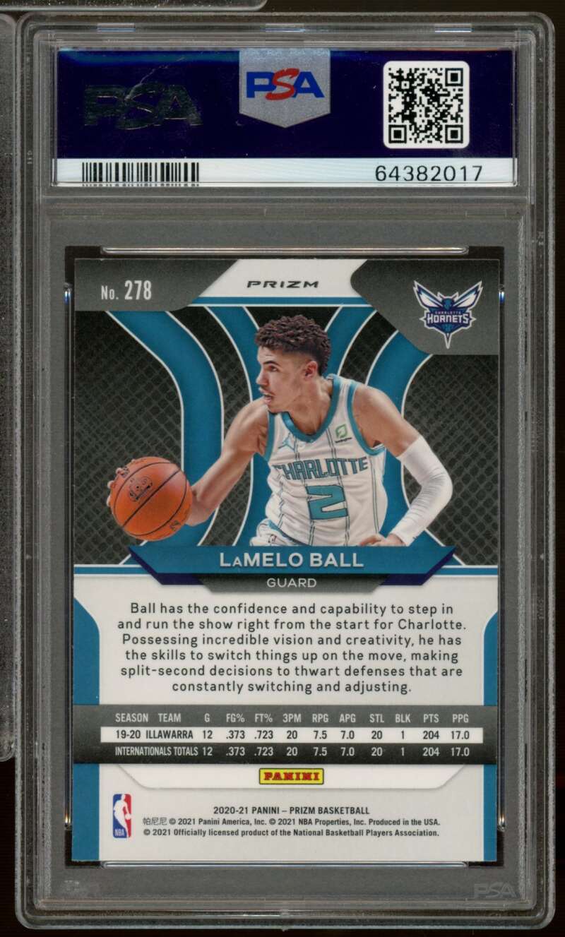 LaMelo Ball Rookie Card 2020-21 Panini Prizm Ruby Wave #278 PSA 8 Image 2