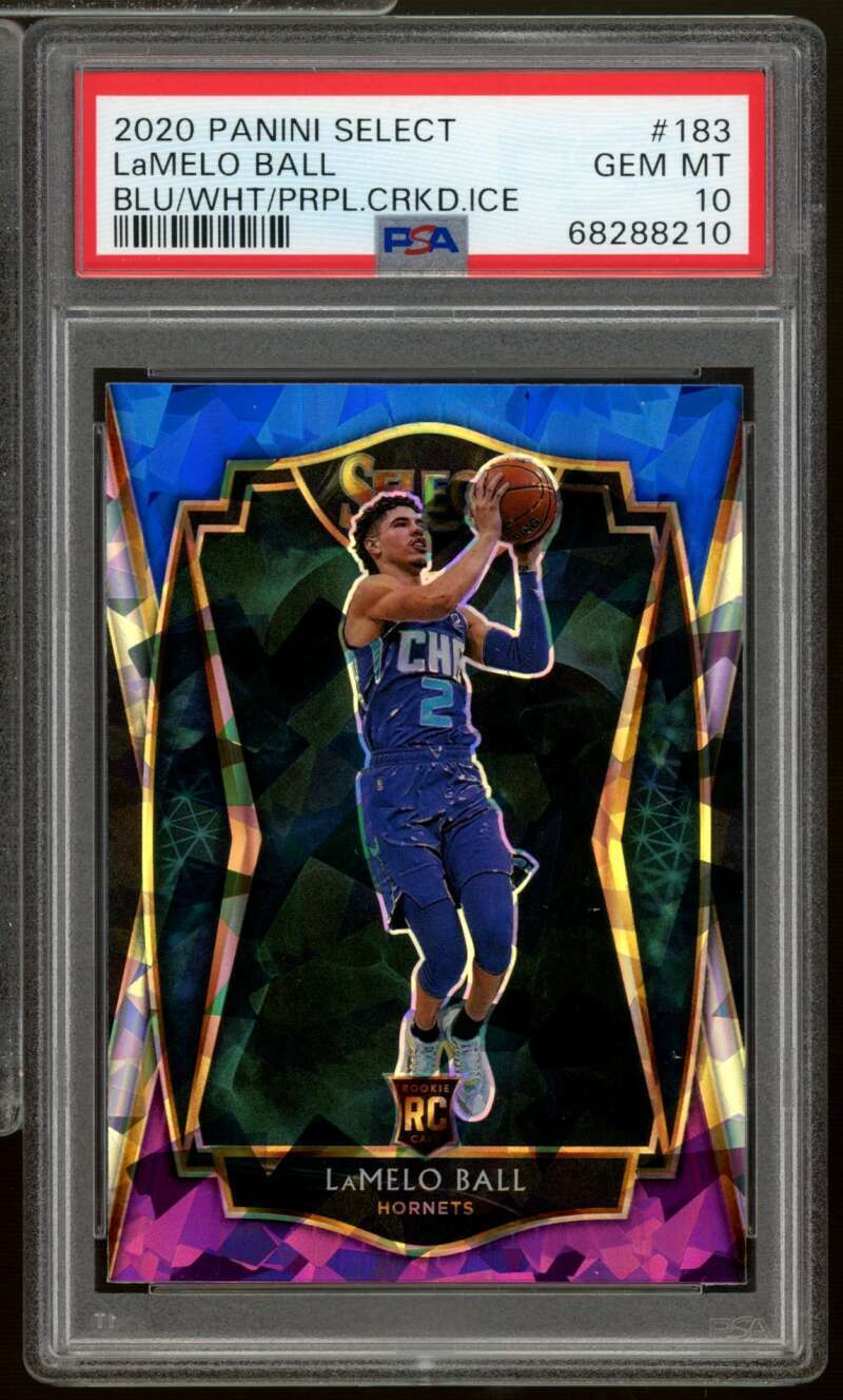 LaMelo Ball Rookie Card 2020-21 Select Blue/White/Purple Cracked Ice #183 PSA 10 Image 1