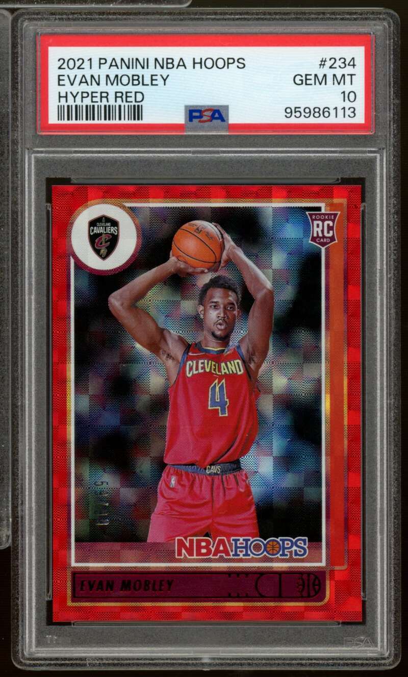 Evan Mobley Rookie Card 2021-22 Panini NBA Hoops Hyper Red #234 PSA 10 Image 1
