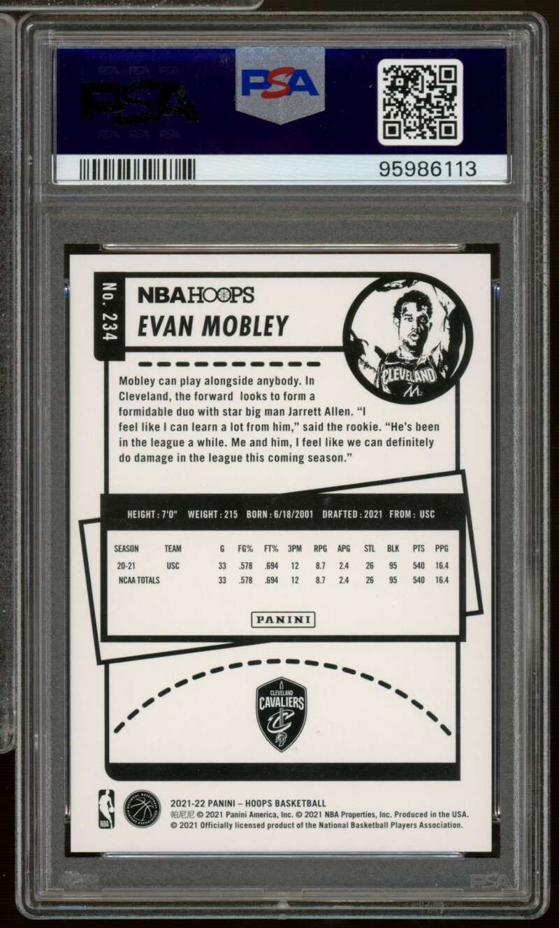 Evan Mobley Rookie Card 2021-22 Panini NBA Hoops Hyper Red #234 PSA 10 Image 2