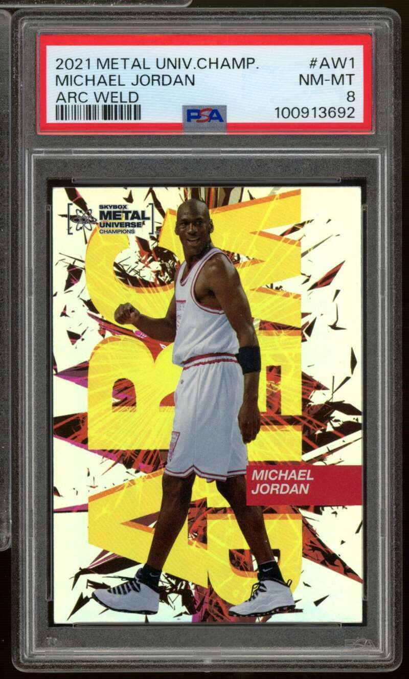 Michael Jordan Card 2021-22 Metal Universe Championship Arc Weld #AW1 PSA 8 Image 1