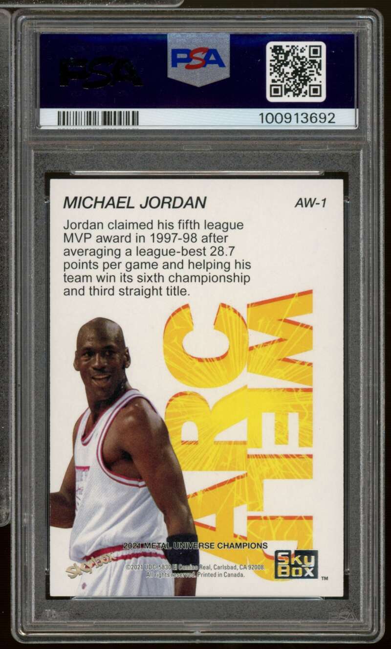 Michael Jordan Card 2021-22 Metal Universe Championship Arc Weld #AW1 PSA 8 Image 2