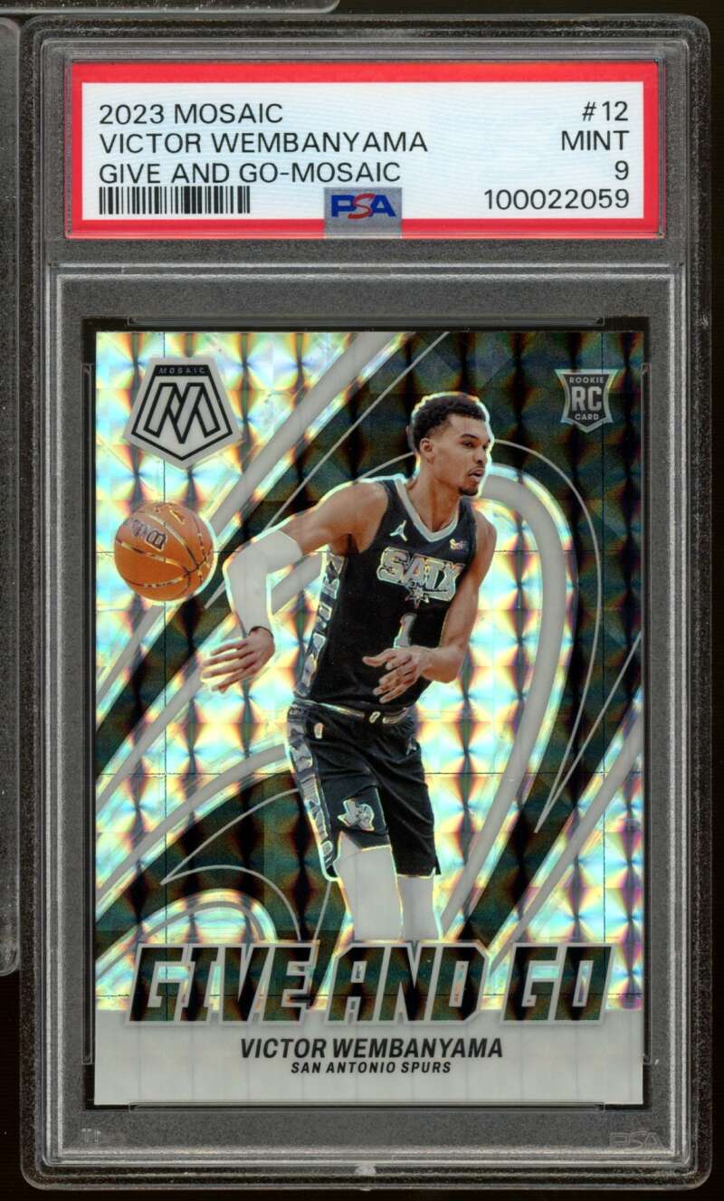 Victor Wembanyama Rookie Card 2023-24 Mosaic Give And Go Mosaic #12 PSA 9 Image 1