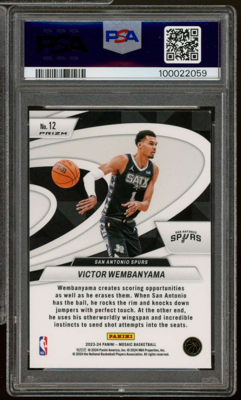 Victor Wembanyama Rookie Card 2023-24 Mosaic Give And Go Mosaic #12 PSA 9 Image 2