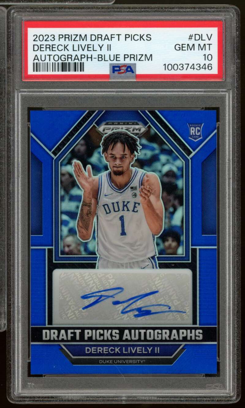 Dereck Lively Rookie 2023-24 Prizm Draft Picks Autograph-Blue Prizm #Dlv PSA 10 Image 1