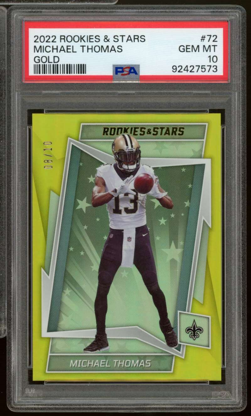 Michael Thomas Card 2022 Rookies Stars Gold (8/10) #72 PSA 10 Image 1