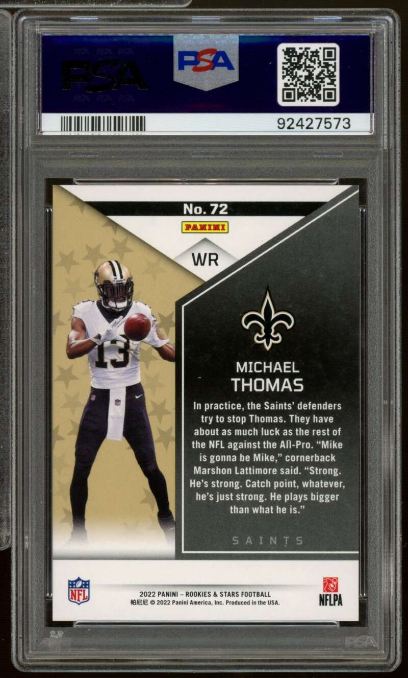 Michael Thomas Card 2022 Rookies Stars Gold (8/10) #72 PSA 10 Image 2