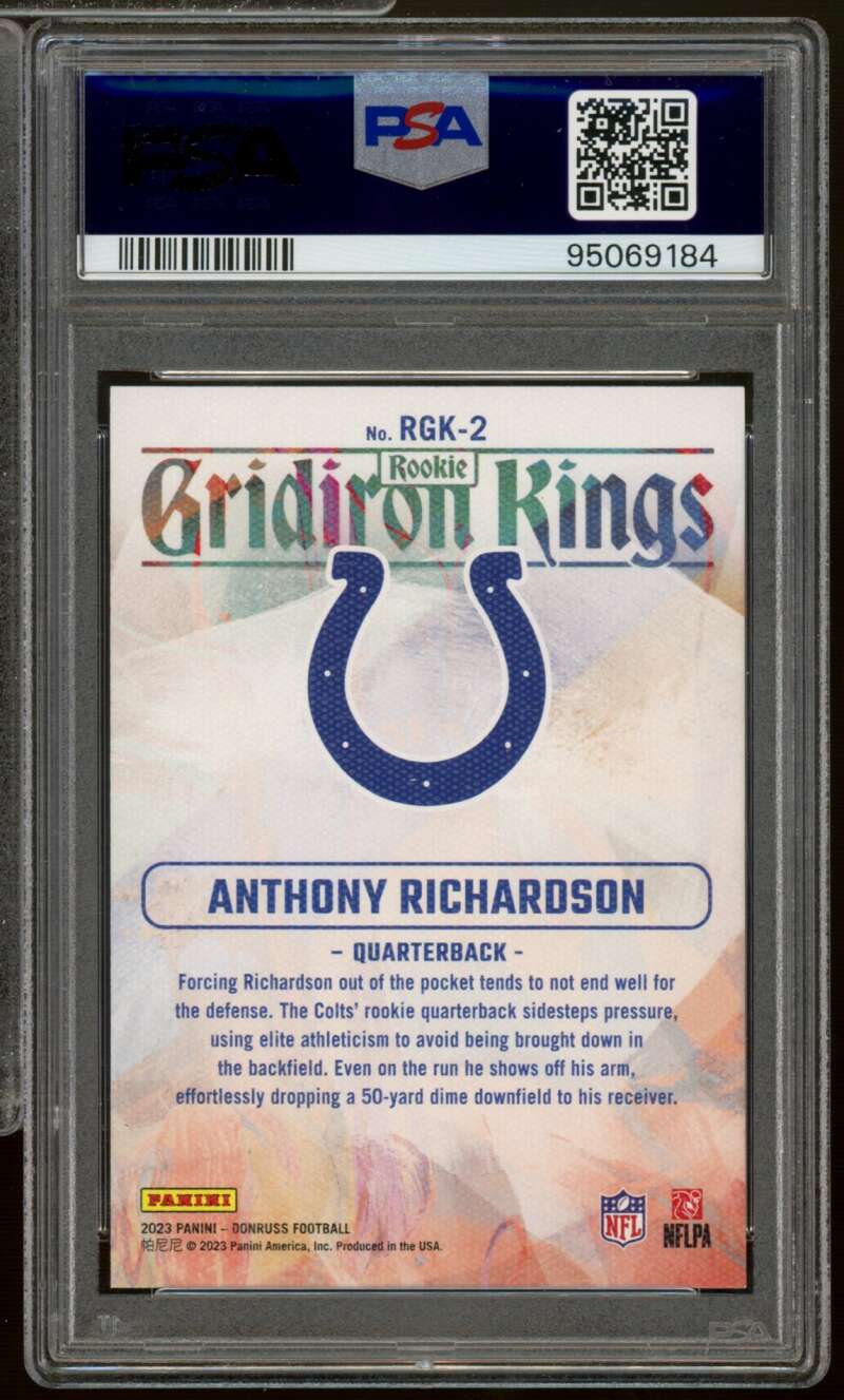 Anthony Richardson Rookie 2023 Donruss Rookie Gridiron Kings #RGK2 PSA 10 Image 2