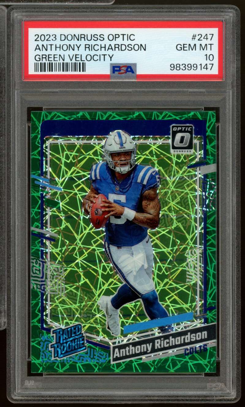Anthony Richardson Rookie Card 2023 Donruss Optic Gren Velocity #247 PSA 10 Image 1