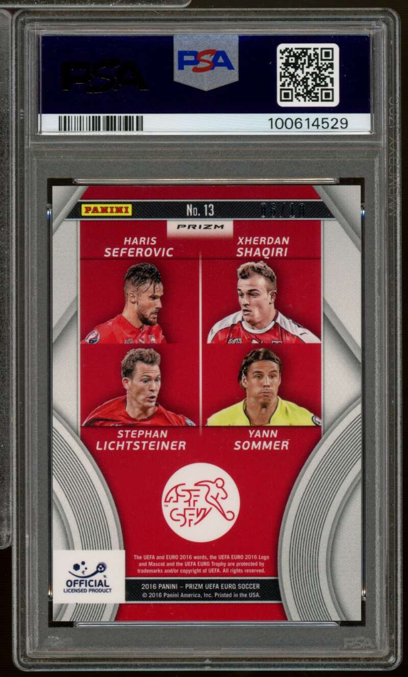 Seferovic/Shaqiri/Lichtsteiner/Sommer Rookie 2016 Prizm UEFA Quad Gold #13 PSA 9 Image 2