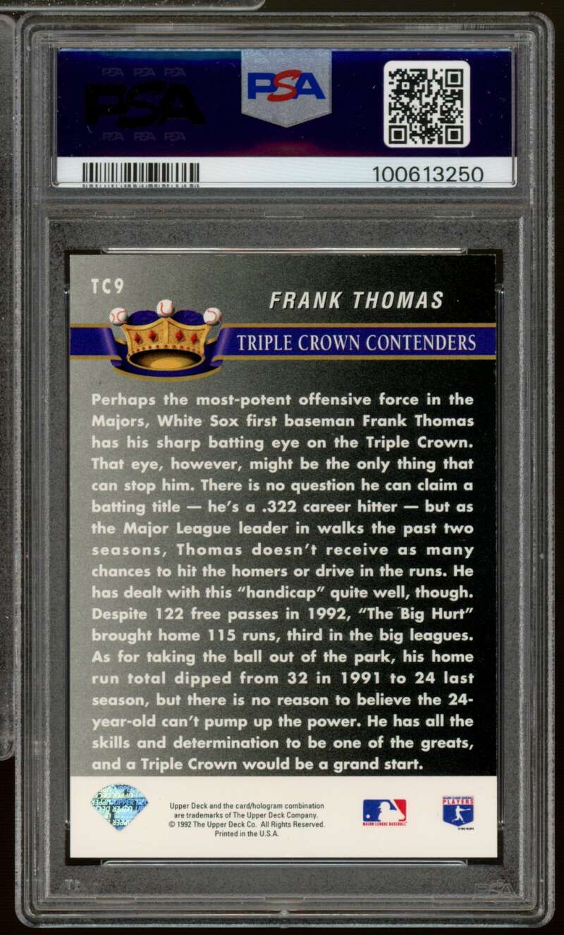 Frank Thomas Card 1993 Upper Deck Triple Crown Contenders (pop 2) #Tc9 PSA 8 Image 2