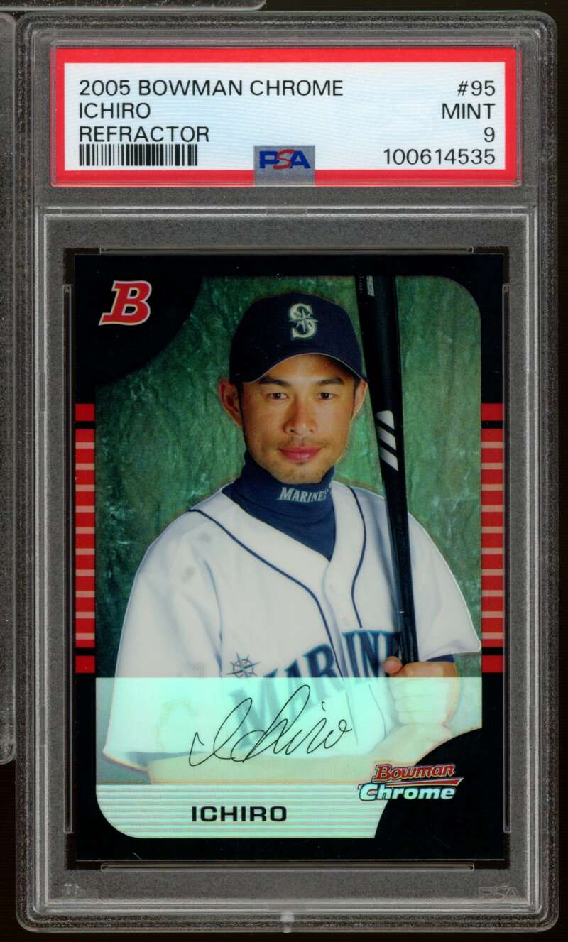 Ichiro Suzuki Card 2005 Bowman Chrome Refractor (pop 7) #95 PSA 9 Image 1