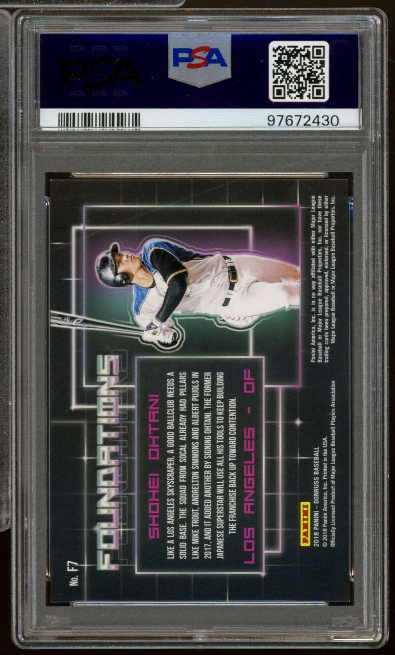 Shohei Ohtani Rookie Card 2018 Panini Donruss Foundation Crystals #F7 PSA 9 Image 2