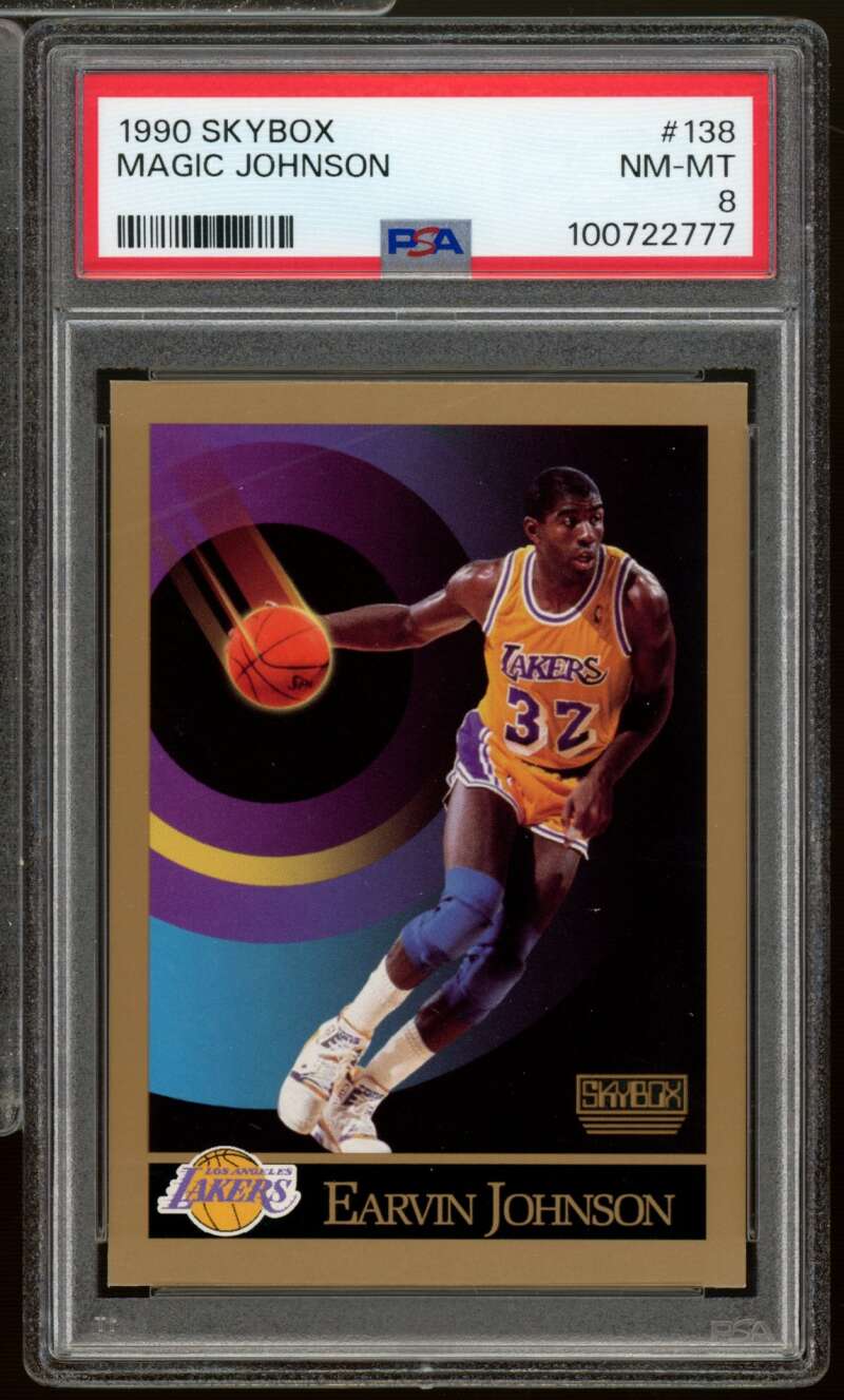 Magic Johnson Card 1990-91 SkyBox #138 PSA 8 Image 1
