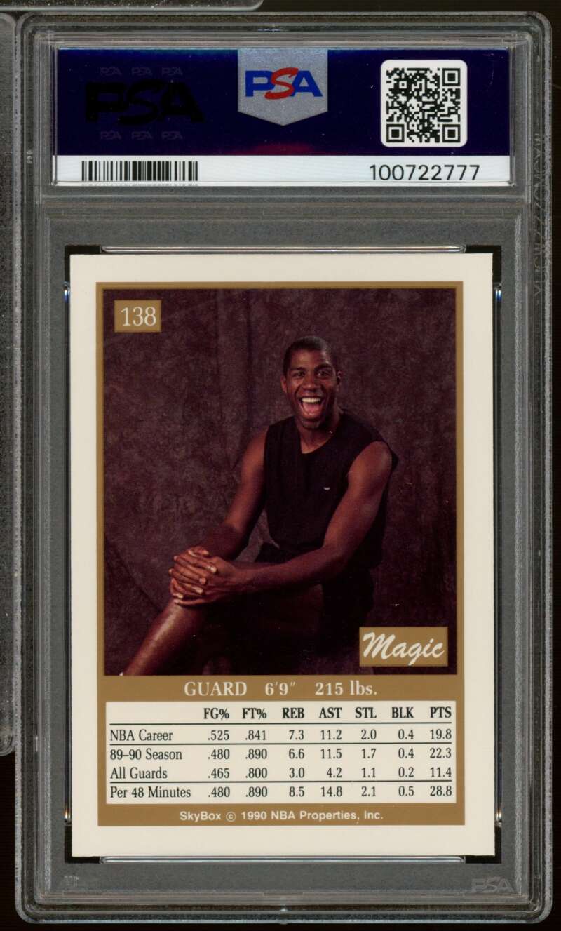 Magic Johnson Card 1990-91 SkyBox #138 PSA 8 Image 2