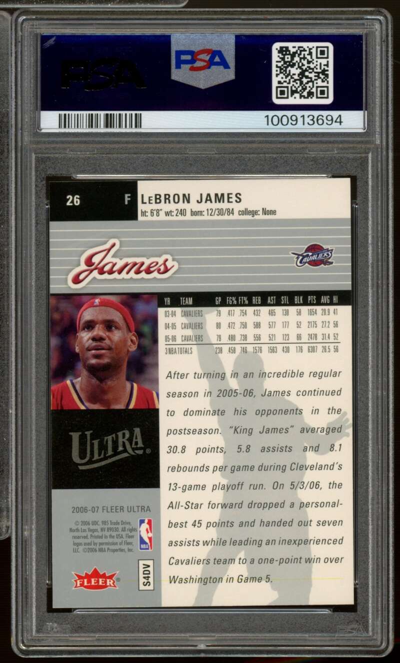 LeBron James Card 2006-07 Ultra #26 PSA 9 Image 2