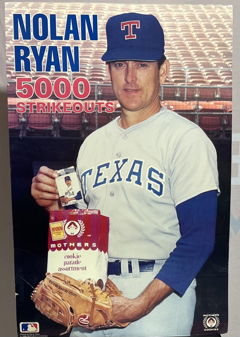 1990 Mother's Cookies Nolan Ryan 5000 Strikeouts 18x27 Poster  Image 1