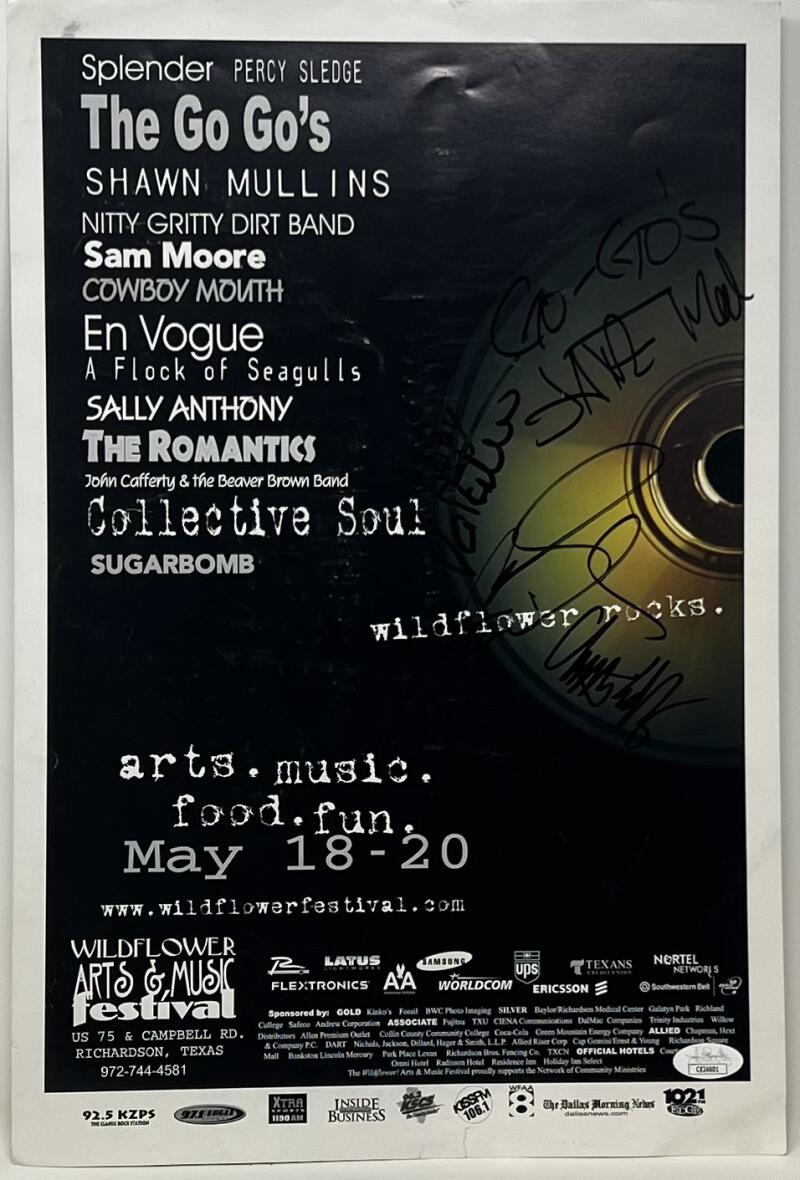 Wildflower Art And Music Festival The Go-Go's Autograph Poster JSA Authentic Image 1