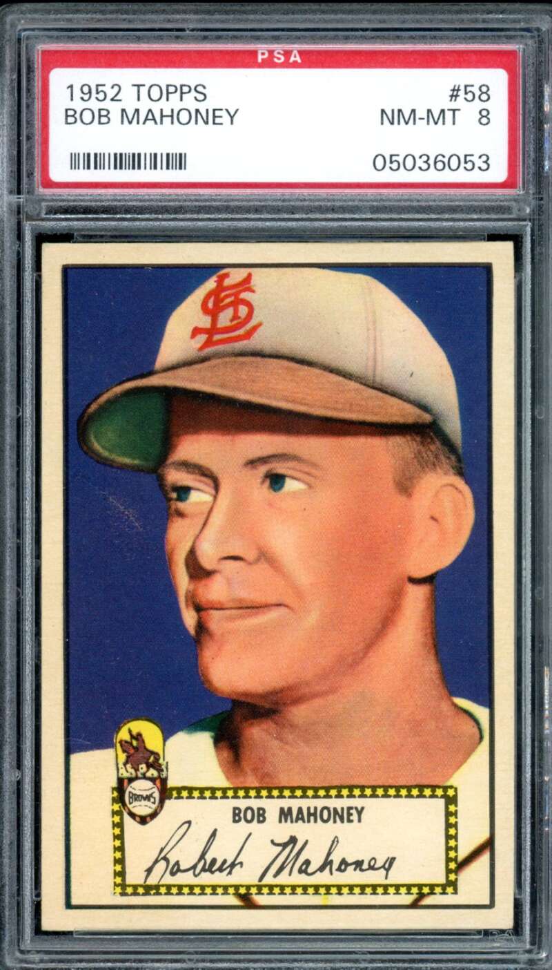 Bob Mahoney Card 1952 Topps #58 PSA 8 Image 1