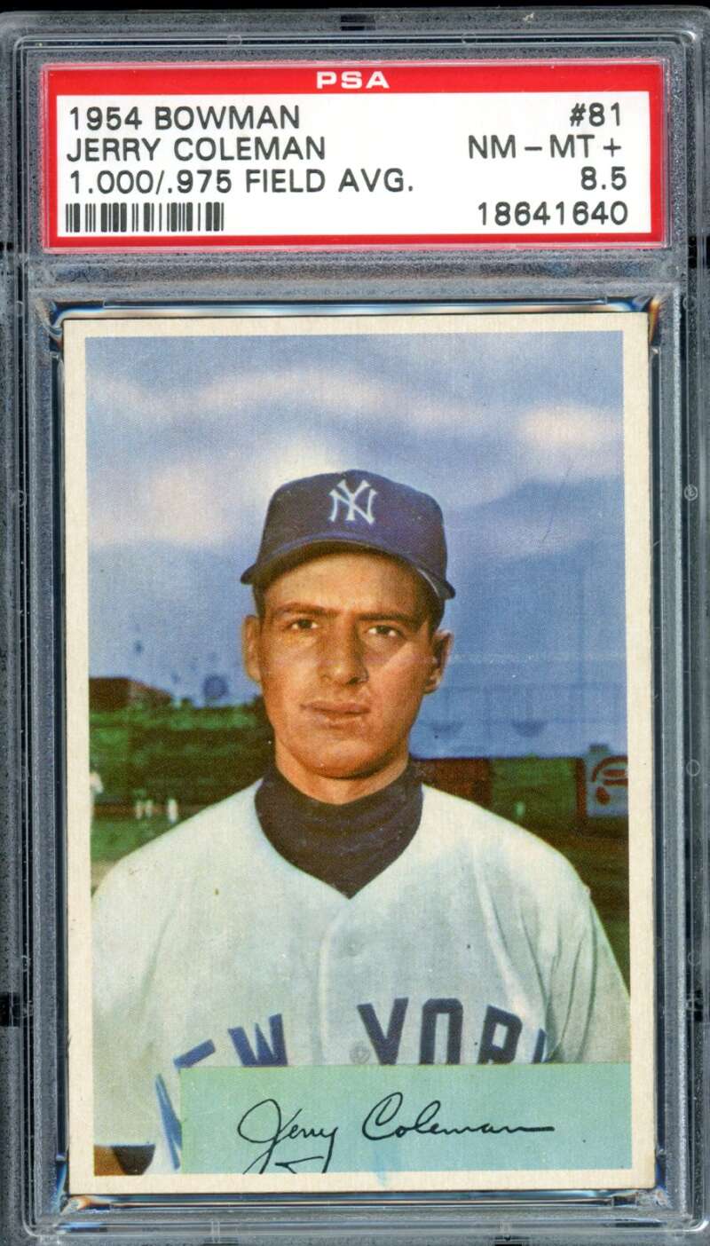 Jerry Coleman Card 1954 Bowman #81 (pop 2) PSA 8.5 Image 1