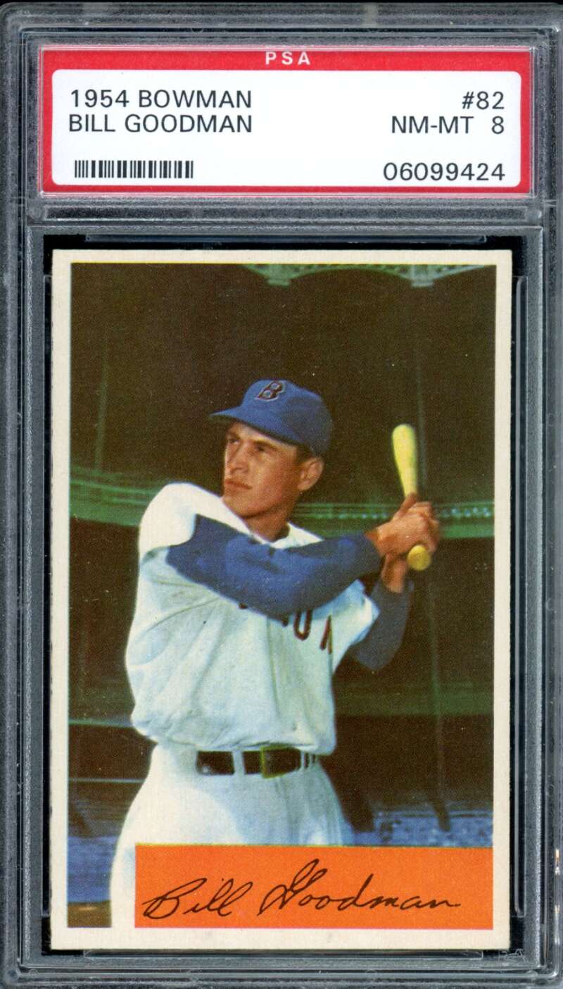 Bill Renna Card 1954 Bowman #82 PSA 8 Image 1