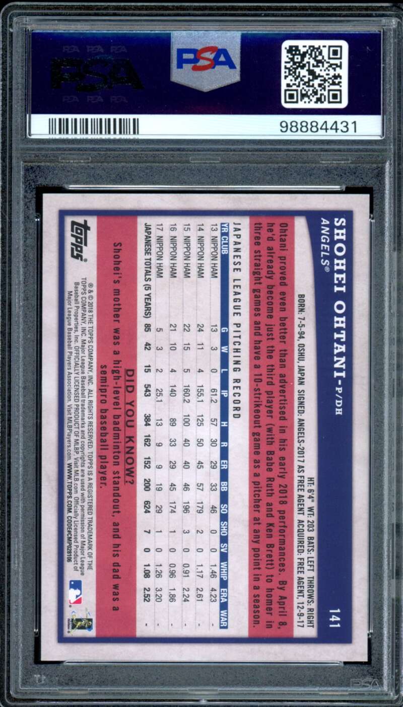 Shohei Ohtani Rookie Card 2018 Topps Big League #141 PSA 9 Image 2