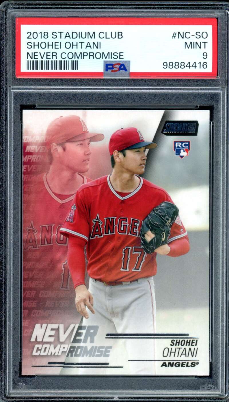 Shohei Ohtani Rookie Card 2018 Stadium Club Never Compromise #NC-SO PSA 9 Image 1