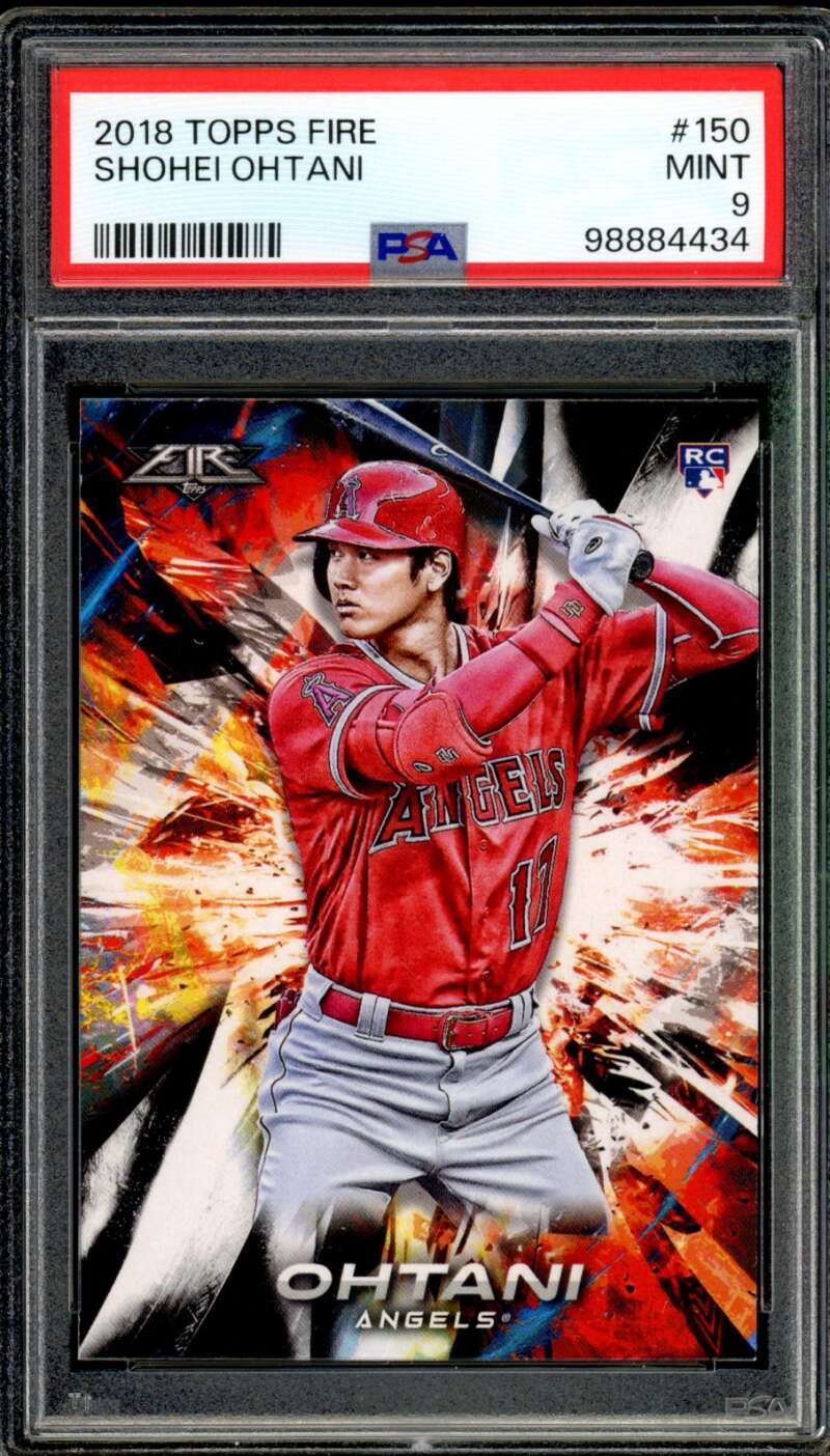 Shohei Ohtani Rookie Card 2018 Topps Fire #150 PSA 9 Image 1