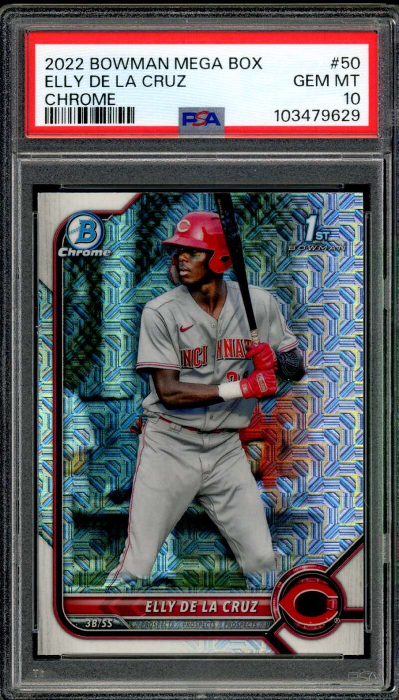 Elly De La Cruz Rookie Card 2022 Bowman Mega Box Chrome #50 PSA 10 Image 1