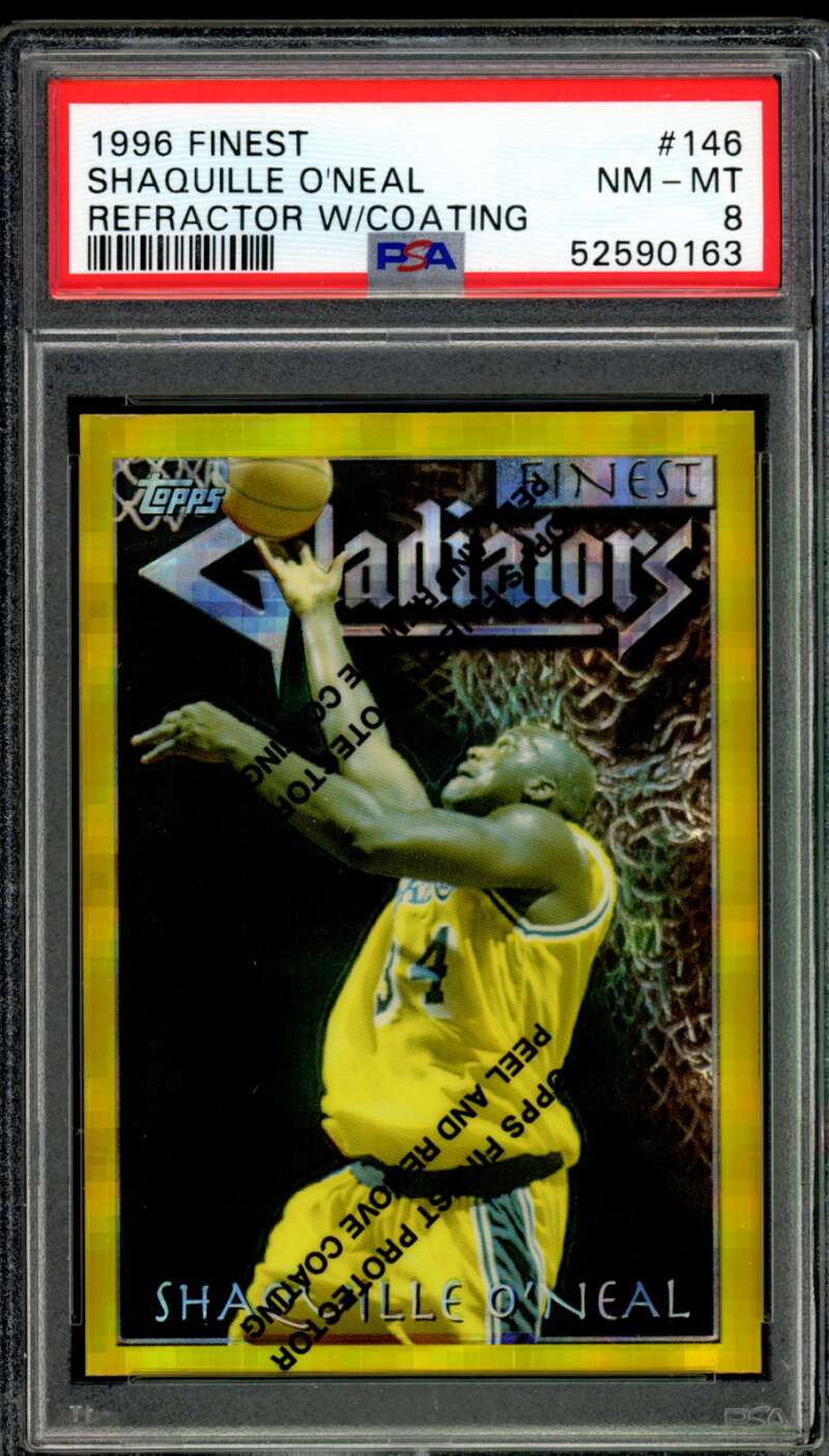 Shaquille O'Neal Card 1996-97 Finest Gold Refractor w/Coating #146 PSA 8 Image 1