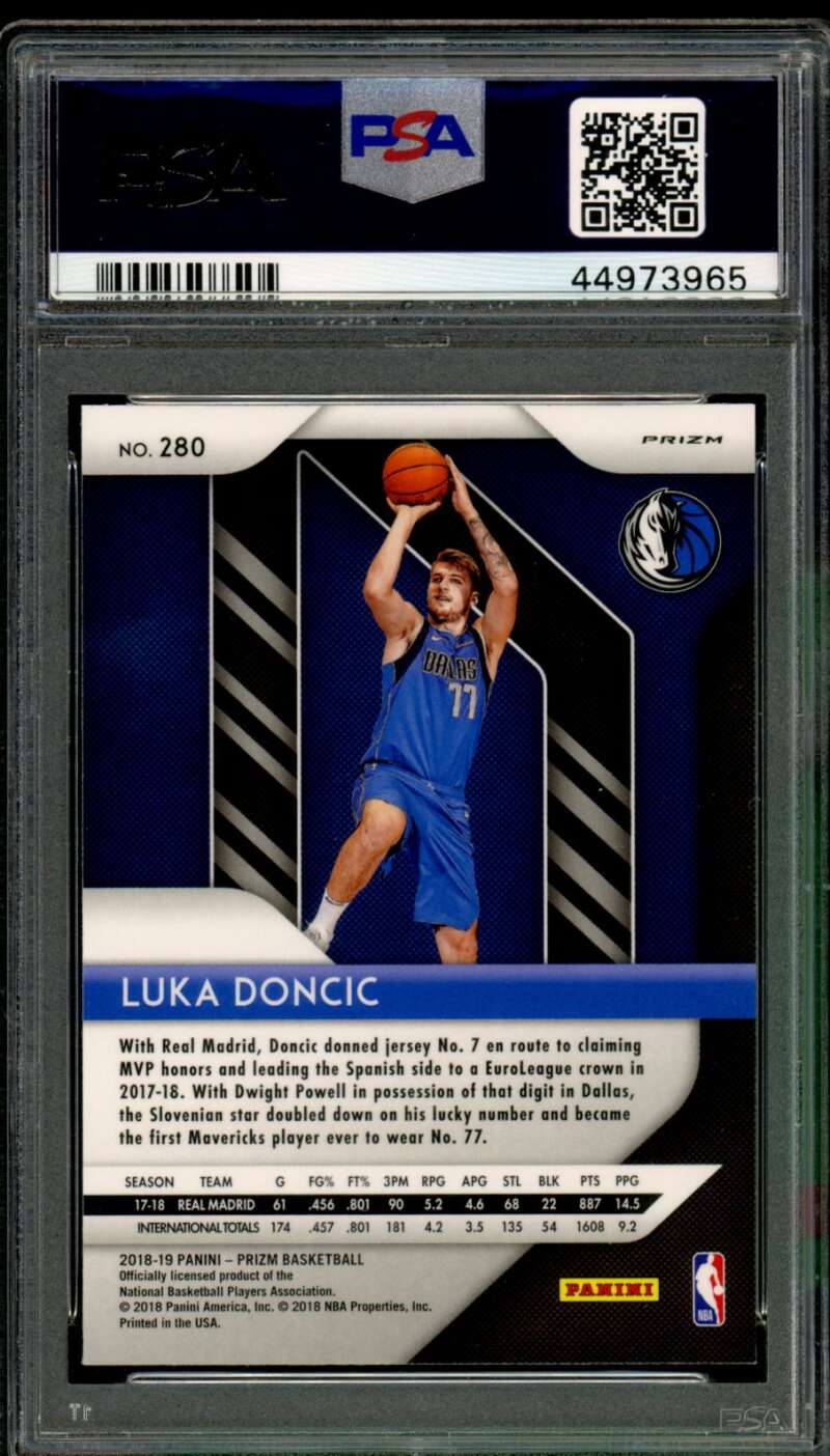 Luka Doncic Rookie Card 2018-19 Panini Prizm Silver #280 PSA 10 Image 2
