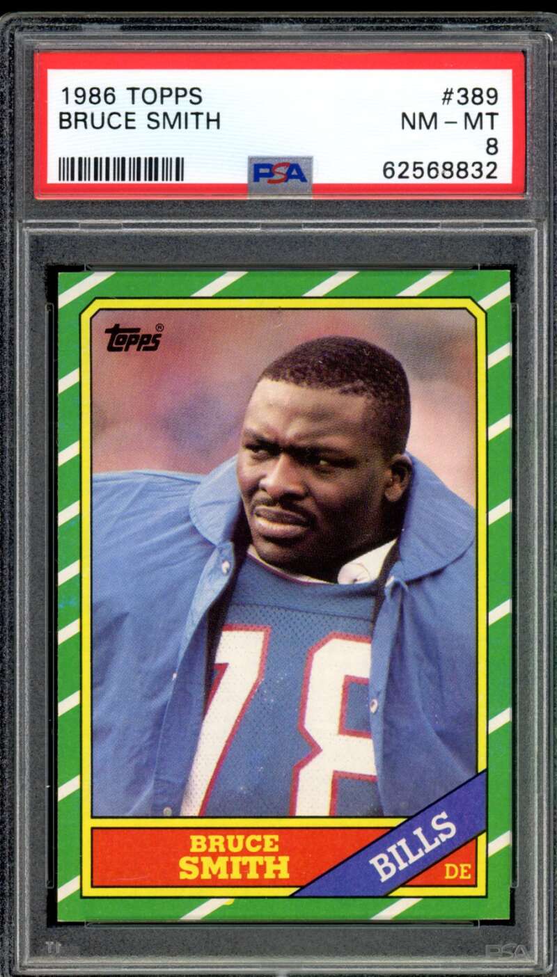 Bruce Smith Rookie Card 1986 Topps #389 PSA 8 Image 1
