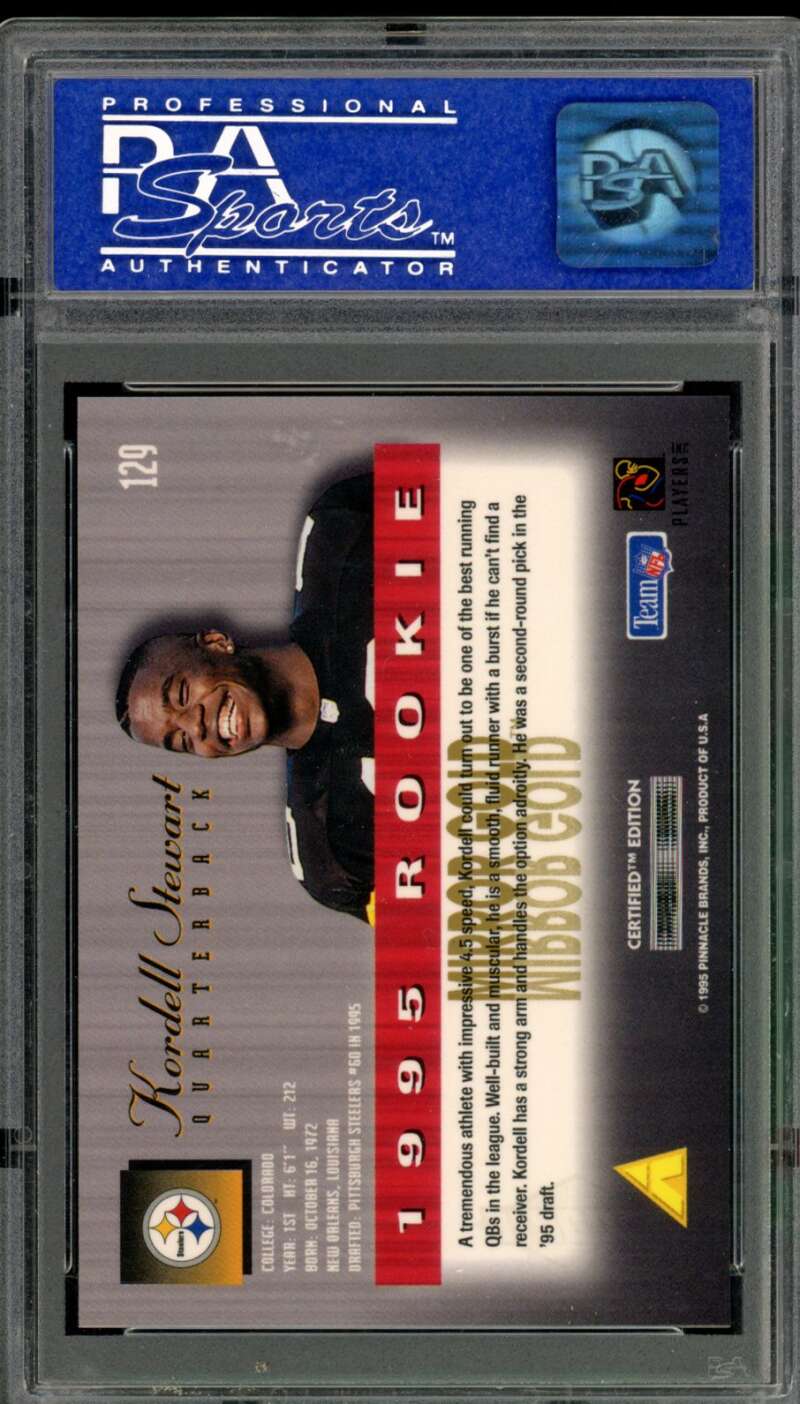 Kordell Stewart Rookie Card 1995 Select Certified Mirror Gold #129 PSA 8 Image 2