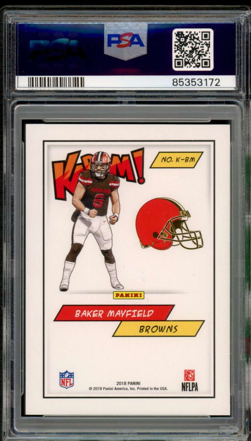 Baker Mayfield Rookie Card 2018 Panini Kaboom Gold (7/10) #BM PSA 10 Image 2