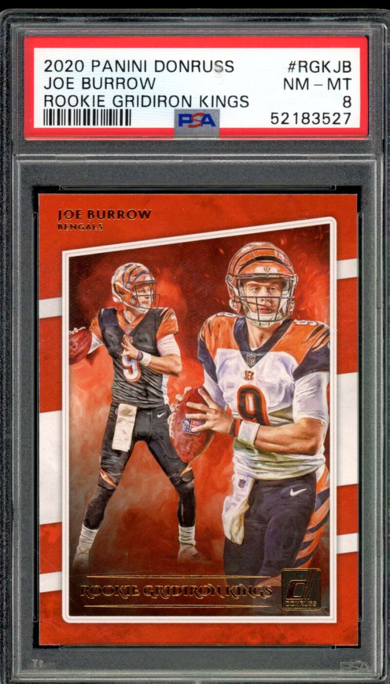 Joe Burrow Rookie Card 2020 Panini Donruss Grifiron Kings #RGKJB PSA 8 Image 1