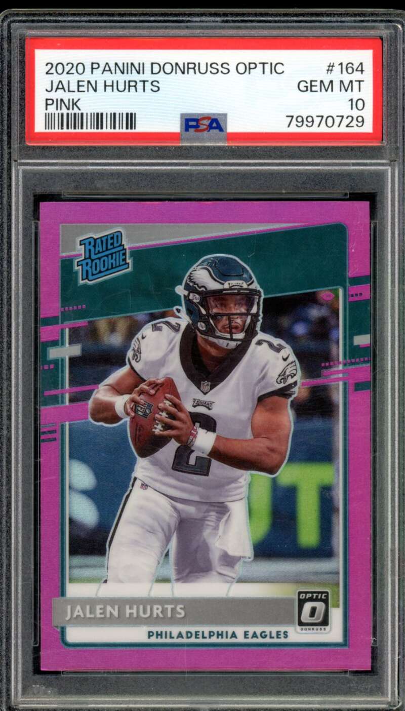 Jalen Hurts Rookie Card 2020 Panini Donruss Optic Pink #164 PSA 10 Image 1