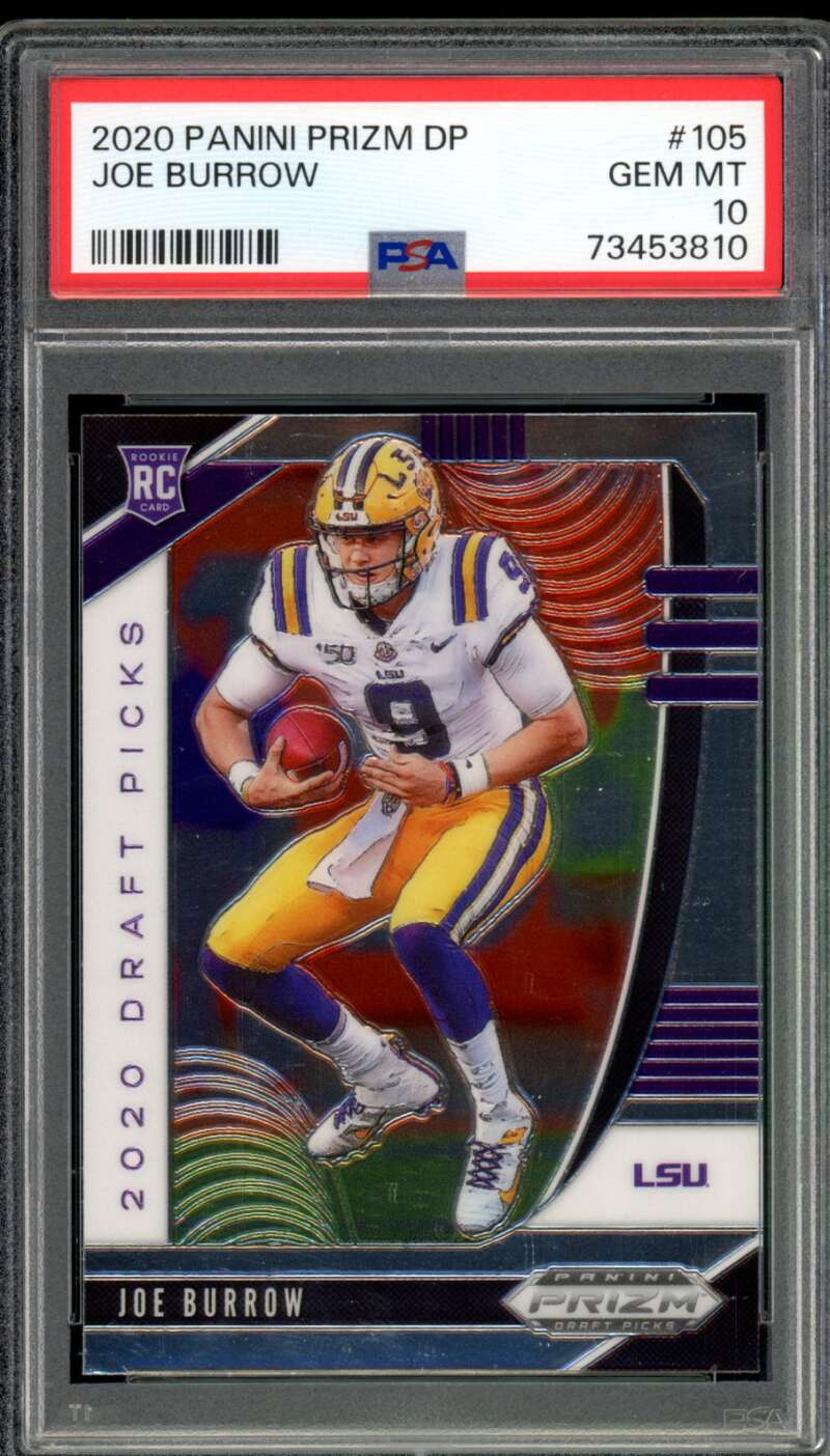 Joe Burrow Rookie Card 2020 Panini Prizm DP #105 PSA 10 Image 1